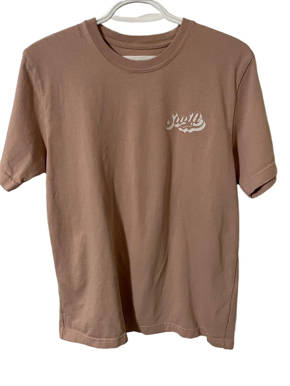 Saturday Project Crewneck Tee Swift Brewing, Victoria BC Dusty Rose Tee Size M
